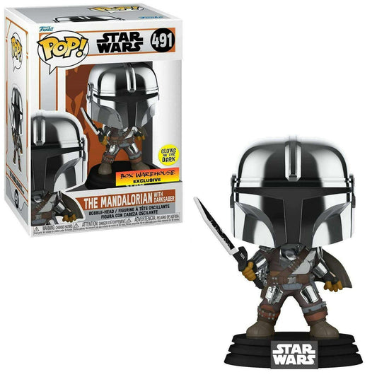 Funko Pop Satr Wars - The Mandalorian with Darksaber GITD