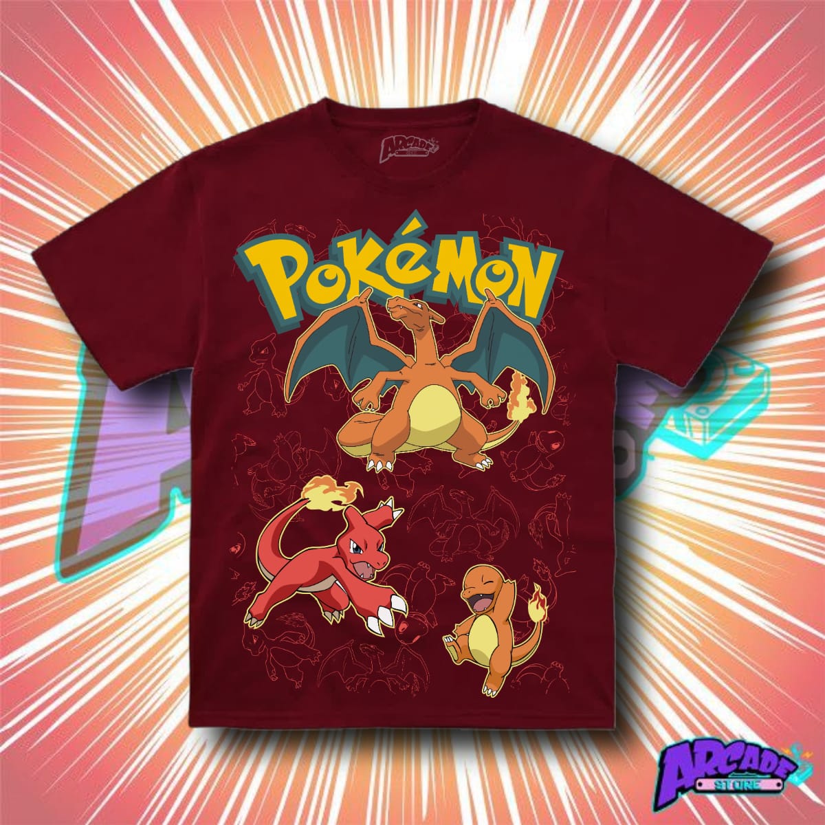 Playera Charizard Evolucion - ARCADE