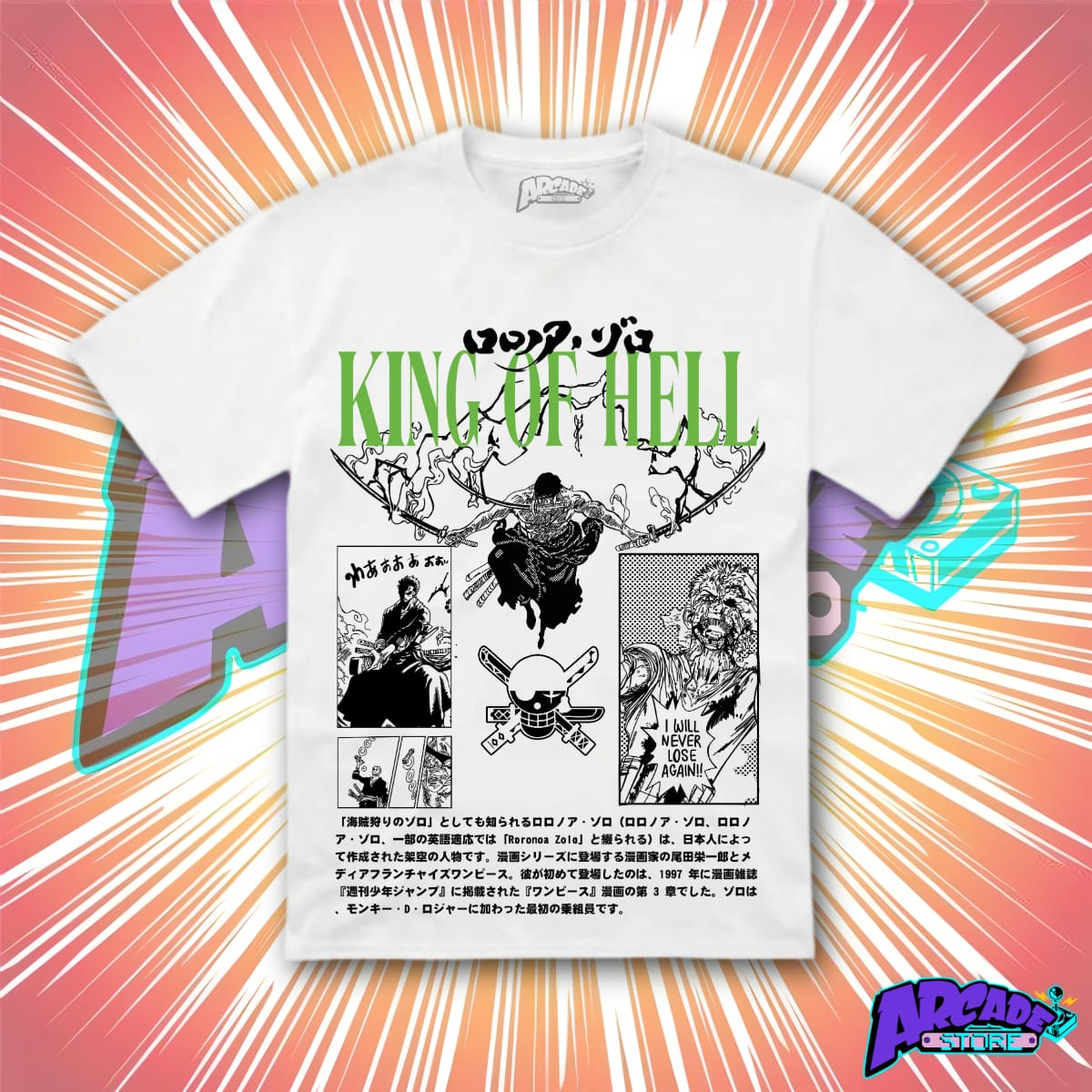 Playera Zoro King of Hell - ARCADE