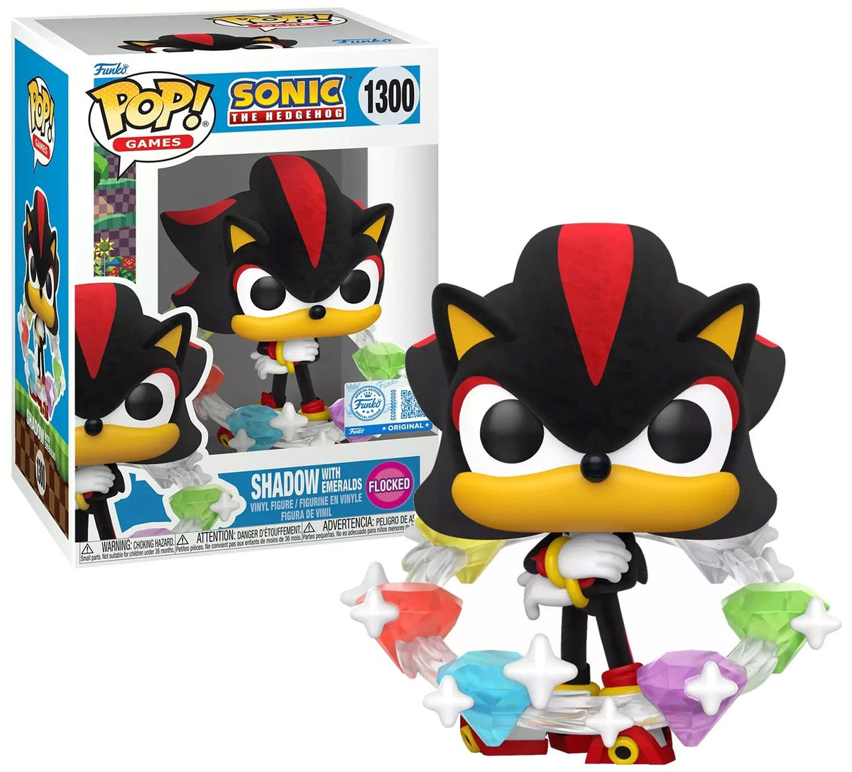 Funko POP - Sonic - Shadow with Emeralds #1300 Flocked